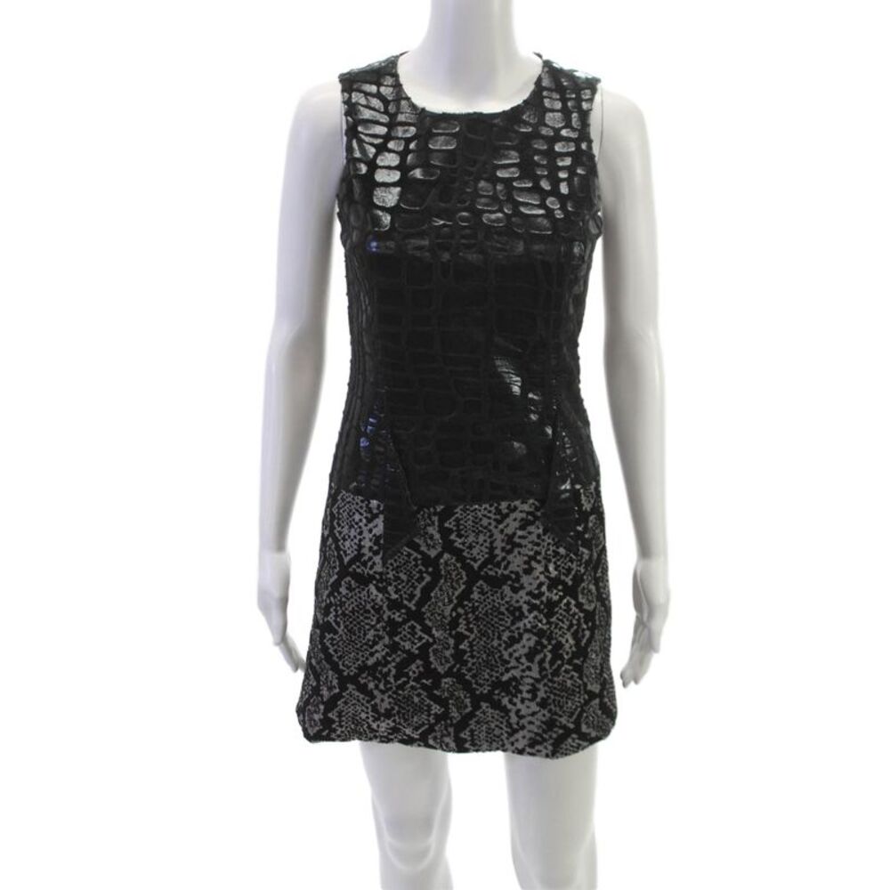 Custo Barcelona Womens Mini Dress Black Animal Print Sleeveless Size 1